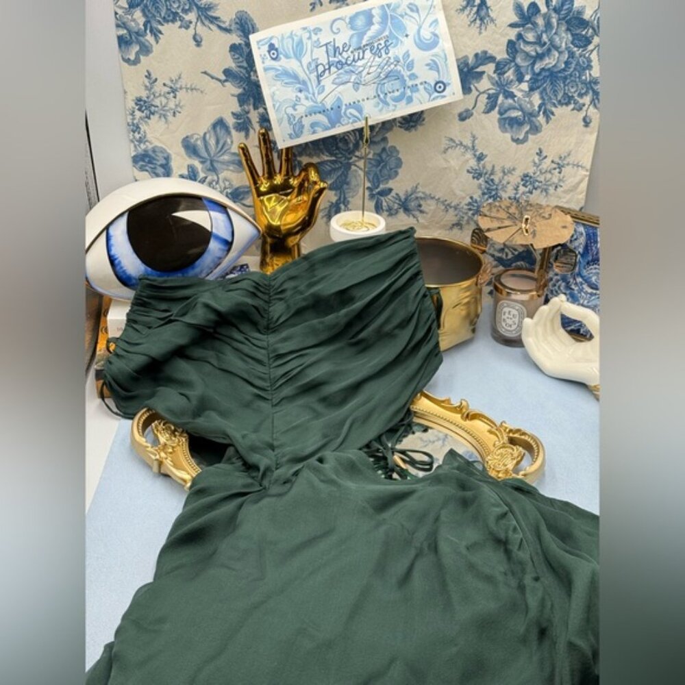 🆕 CULT GAIA 🧿 NWOT Aphea Silk Cut Out Backless Dress, Forest Green - Sz US 8 - Picture 12 of 15